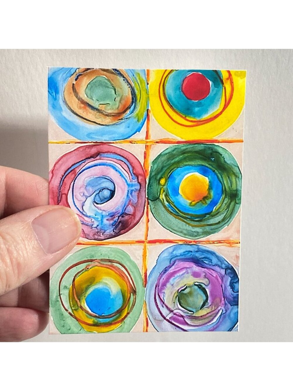 ACEO Signed Art Print Limited Edition of 9 Kandinskyesque Part A Painting ATC
